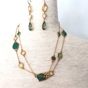 Stella & Dot Pippa Green Necklace & Earring Set
